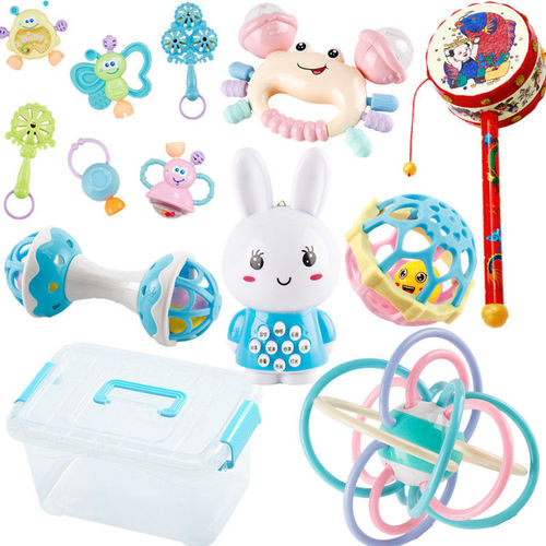 Teether gum rattle for infants, suitable for newborns, 0-6-12 months, 1-year-old babies, developmental education, early childhood soothing toy