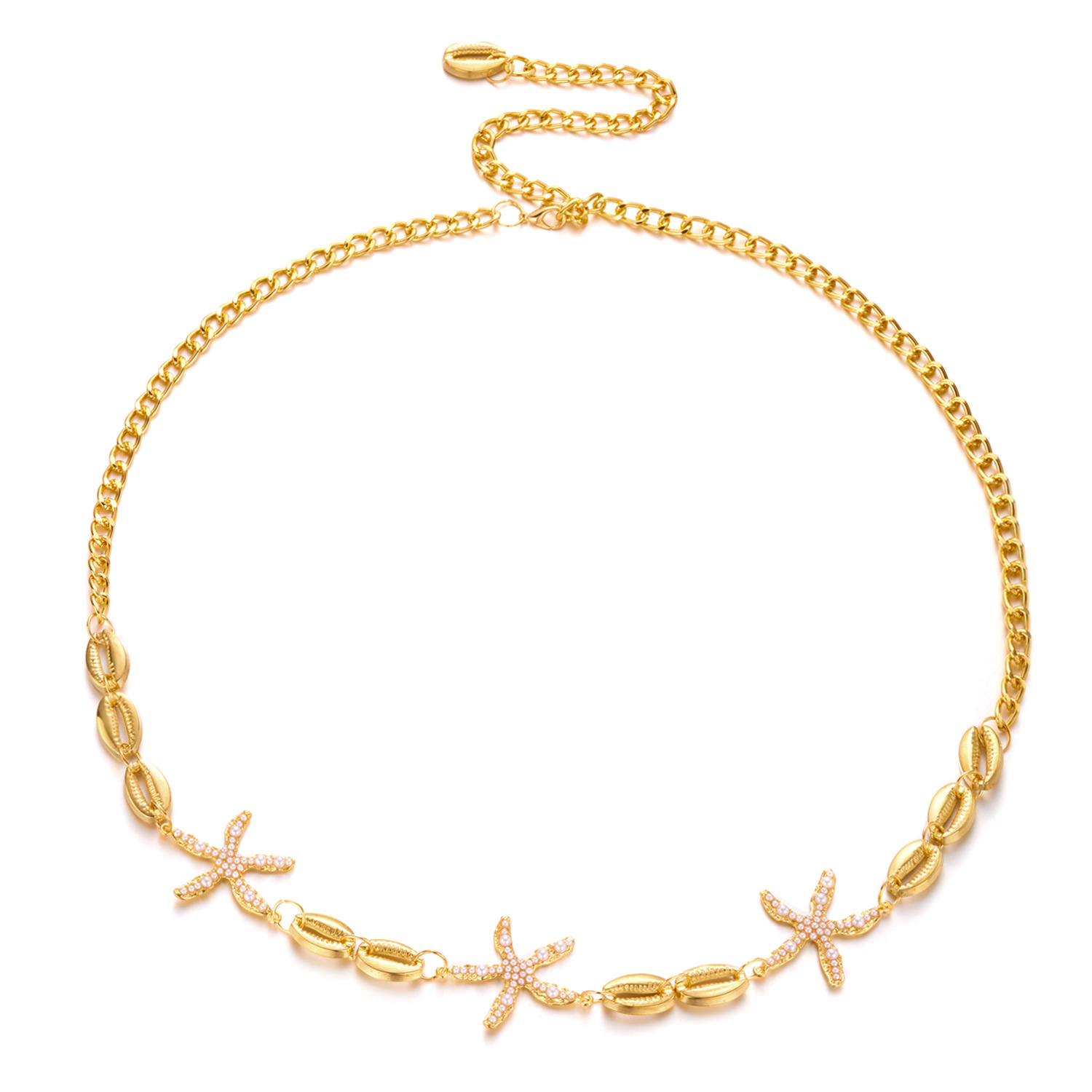 37g Weight Waist Chain Classification 1 Piece Quantity Holiday, Street Occasion Metal Material Starfish, Shell Pattern All Seasons Season Women's Gender Plating Design Simple Style, Classic Style Style Wholesale Jewelry Simple Style Classic Style Starfish Shell Metal Plating Waist Chain 3