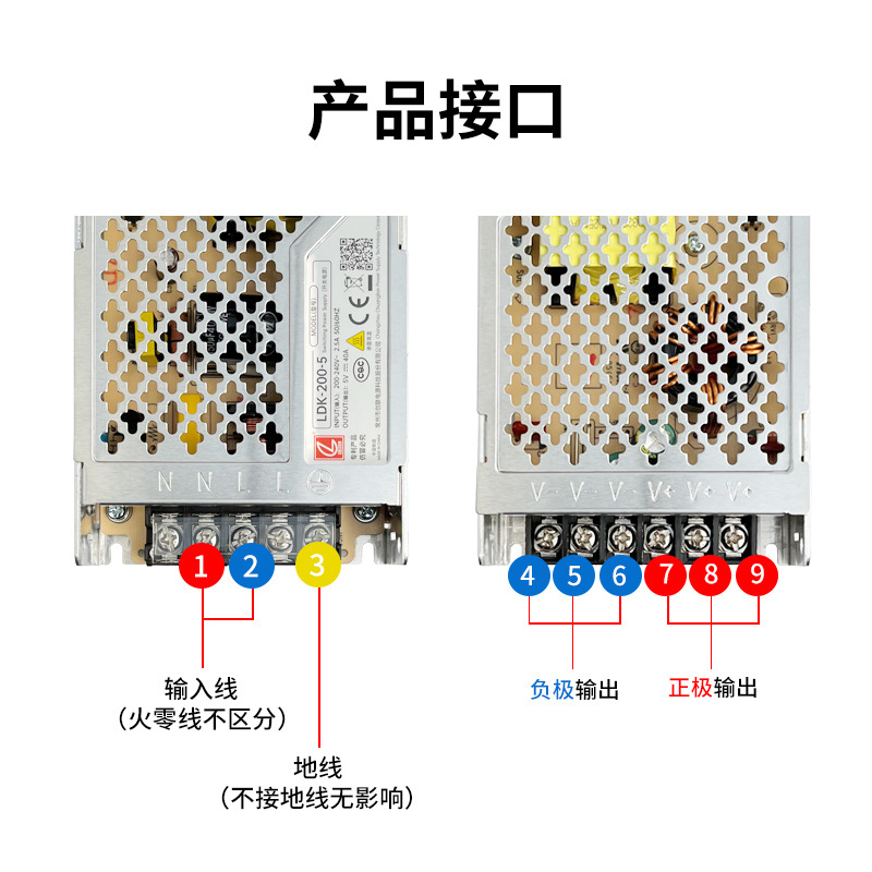 創聯電源5V40A200W薄いモノクロフルカラースイッチ電源変圧器LEDディスプレイ電源