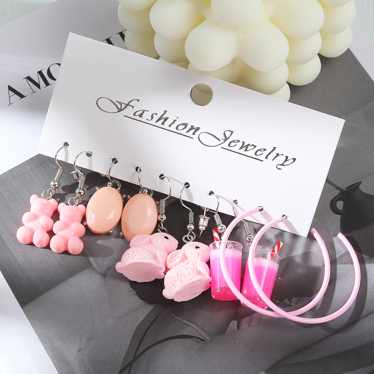 Acrylic Material 1 Set Cute Fruit Flower Duck Plating Arylic Drop Earrings