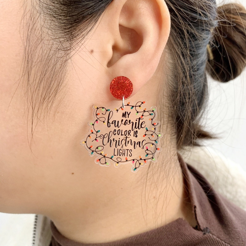 Women'S Gender 1 Pair Cartoon Style Christmas Tree Letter Arylic Earrings