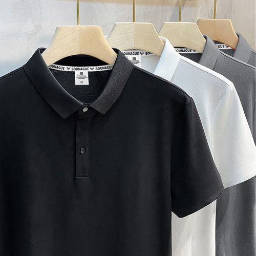 Heavyweight Collar Polo Shirt Men Loose Trend Brand Solid Color Plus Size T-Shirt Men Casual American Short Sleeve Top
