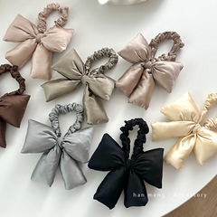 韩系ins风充棉高级感发绳发饰皮质甜美丸子头蝴蝶结马尾发圈