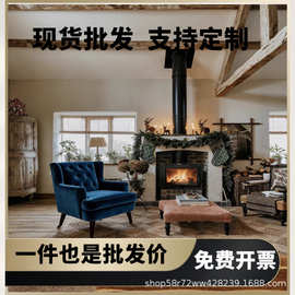 美式田园休闲单人沙发椅轻奢现代简约阳台办公卧室休闲布艺沙发