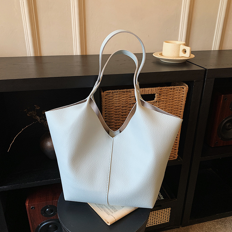 Large Capacity Fashion Tote Bag For Women 2026 New Minimalist Relaxed Shoulder Bag Commuter Genuine Leather Large Dual-Use Bag - Thumbnail 7