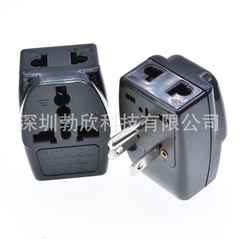 美标转换插头 一转三全铜 旅游插头全铜环保AC电源WDS-5出国接口