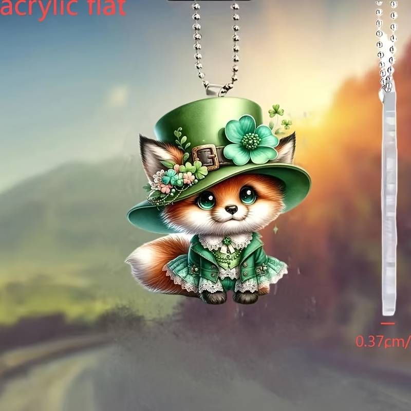Cute pequeño zorro 2D decoración de fiesta colgante acrílico plano transfronterizo colgante espejo retrovisor regalos de vacaciones