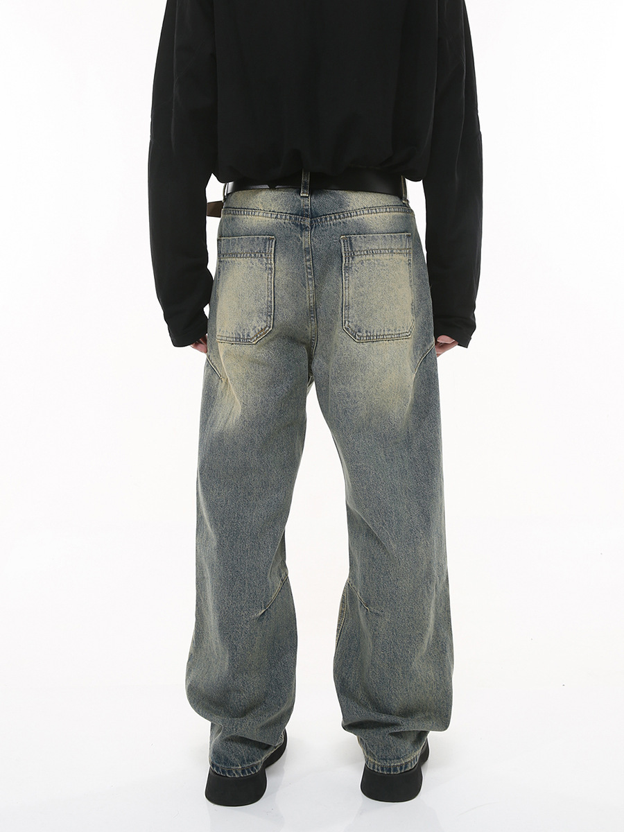 Mtlclothes ropa de Hombre | 2023 otoño americano nicho vintage washed High Street drapeado jeans Loose moda