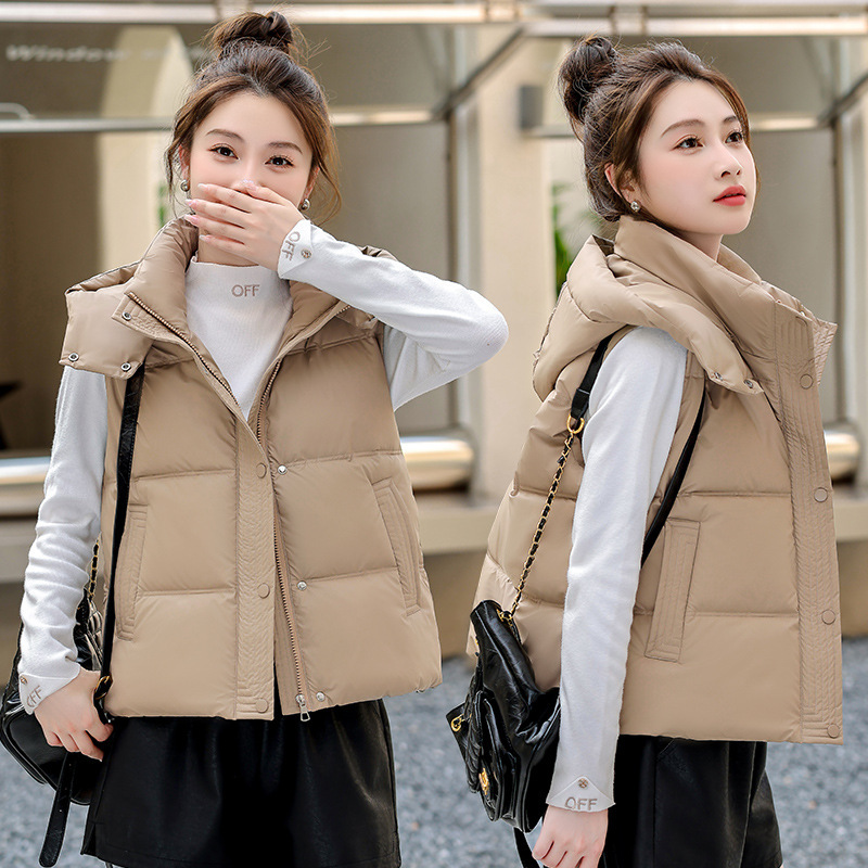 New Style Live Hat Loose Women's Down Cotton Vest Short Waistcoat Imitation Sheepskin Live Explosion Horse Clip