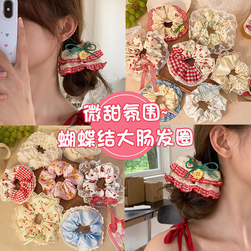 Cuerda para el cabello hueca coreana de gran tamaño para mujer Cuerda para la cabeza de alta calidad, lazo para el cabello de intestino grueso, accesorios para el cabello de flores para la cabeza de todo fósforo fuera