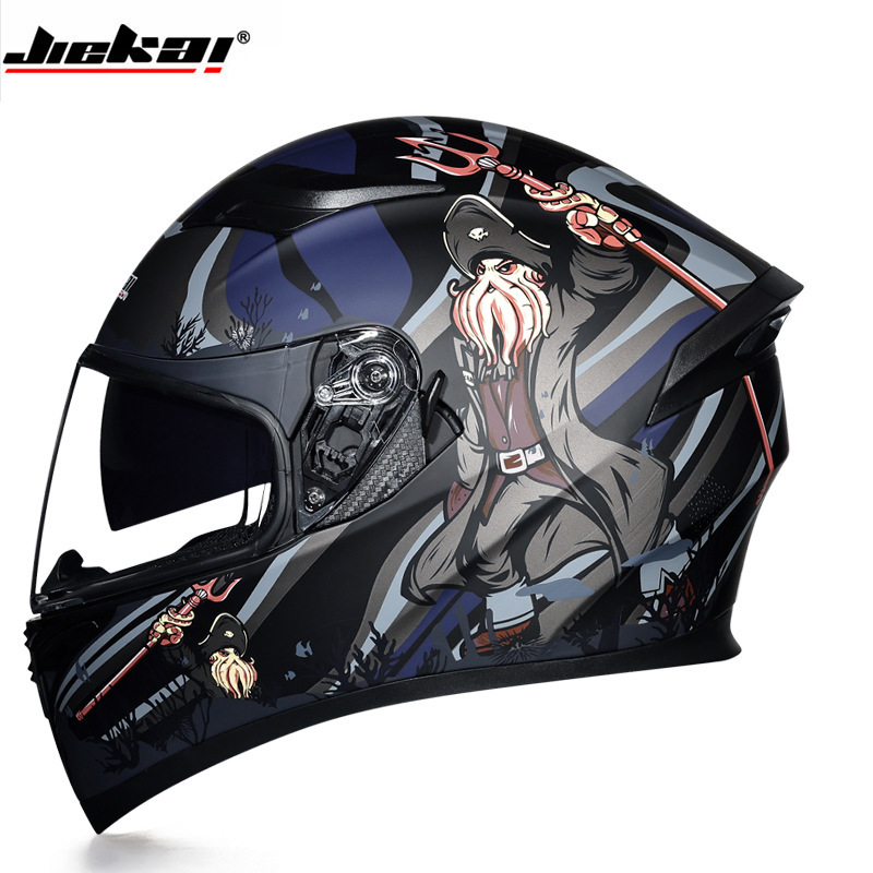 Jiekai casco de motocicleta de doble lente para hombre fuera de la carretera casco para correr coche eléctrico de Invierno para mujer tapa completa casco completo