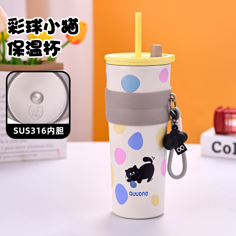 Nueva taza de paja de alto valor facial con cuerda 316 taza de aislamiento térmico de acero inoxidable taza de hielo portátil de gran capacidad
