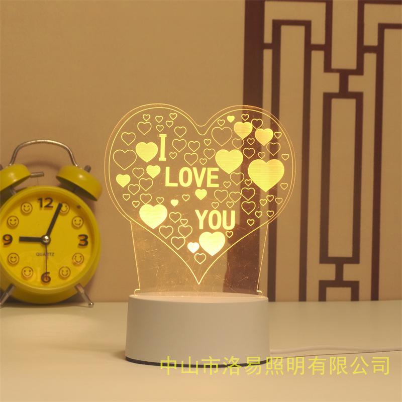 3D lámpara de noche acrílica atmósfera regalos de cabecera atmósfera lámpara de evento regalos al por mayor DIY lámpara de escritorio ideas de Navidad