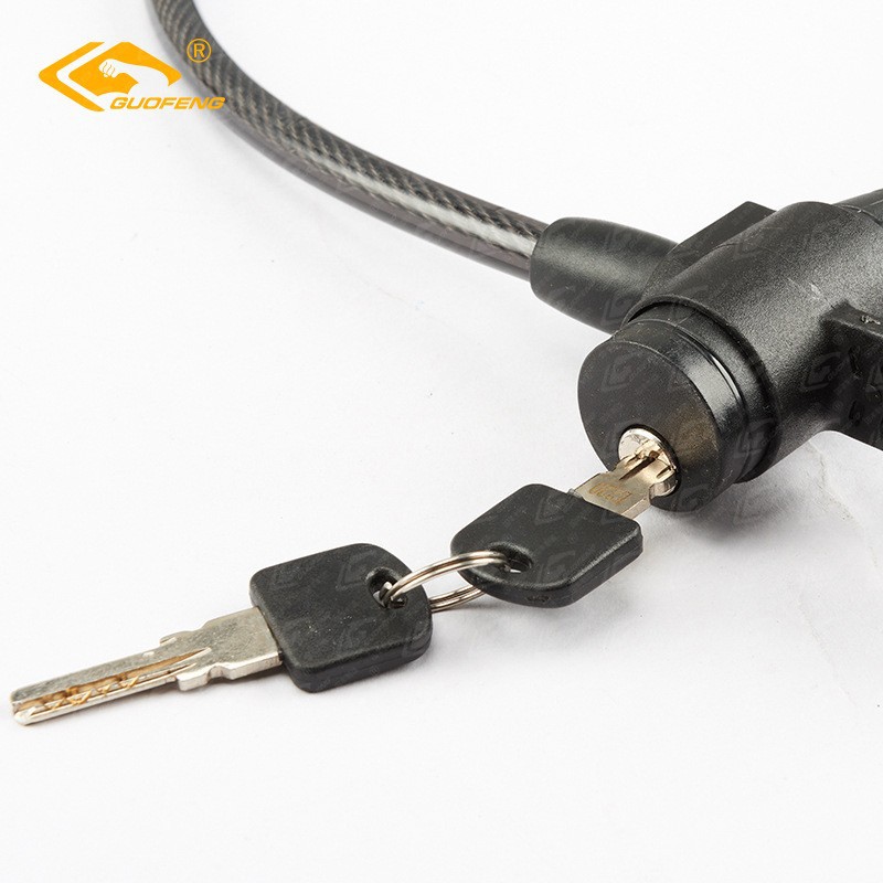 Guofeng cerradura de llave de motocicleta cuerda de acero gruesa alargada cerradura antirrobo cerradura de bicicleta anti-cortamiento