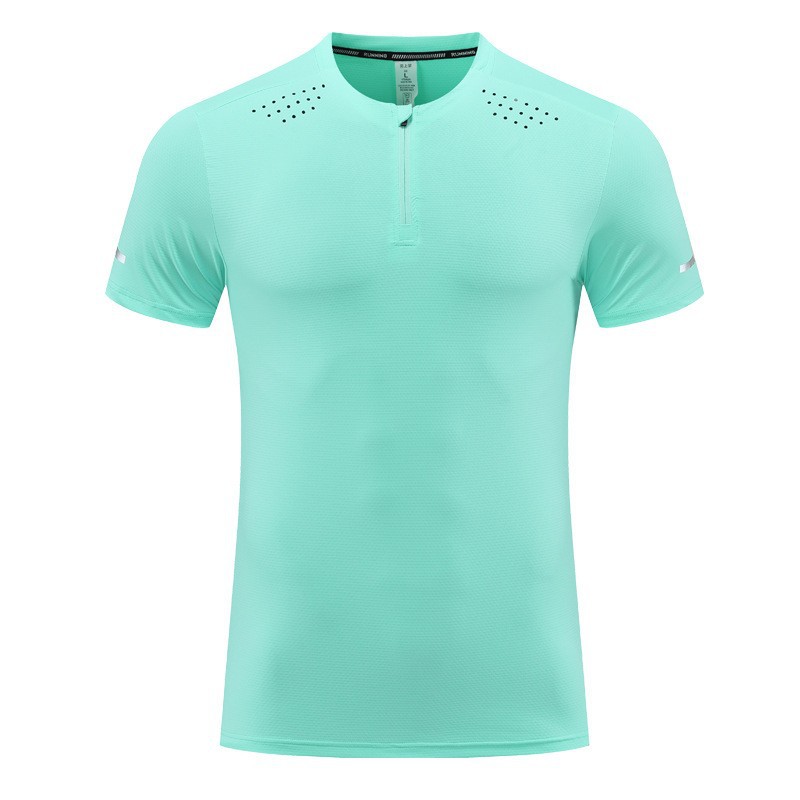 Deportivo delgado acondicionamiento físico hielo veloz ropa seca hombre verano maratón transpirable agujero transpiración camiseta de cuello redondo