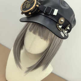 手作齿轮独目护目镜报童帽朋克暗黑哥特铆钉鸭舌帽324