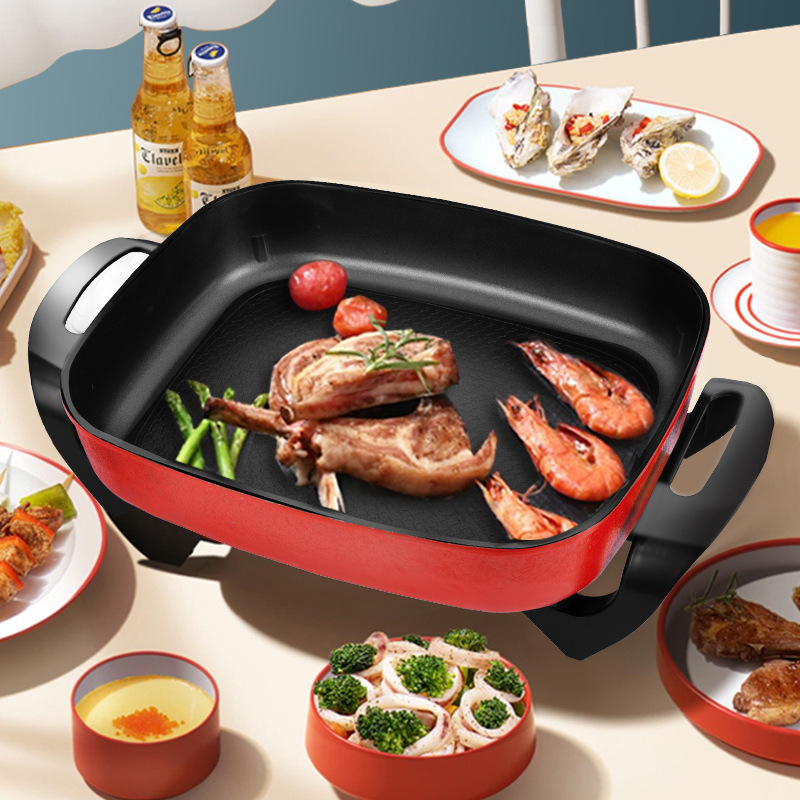 韓国式多機能家庭用四方鍋しゃぶしゃぶ焼き電気鍋無油煙プレゼント卸売り学生寮鍋電気鍋|undefined