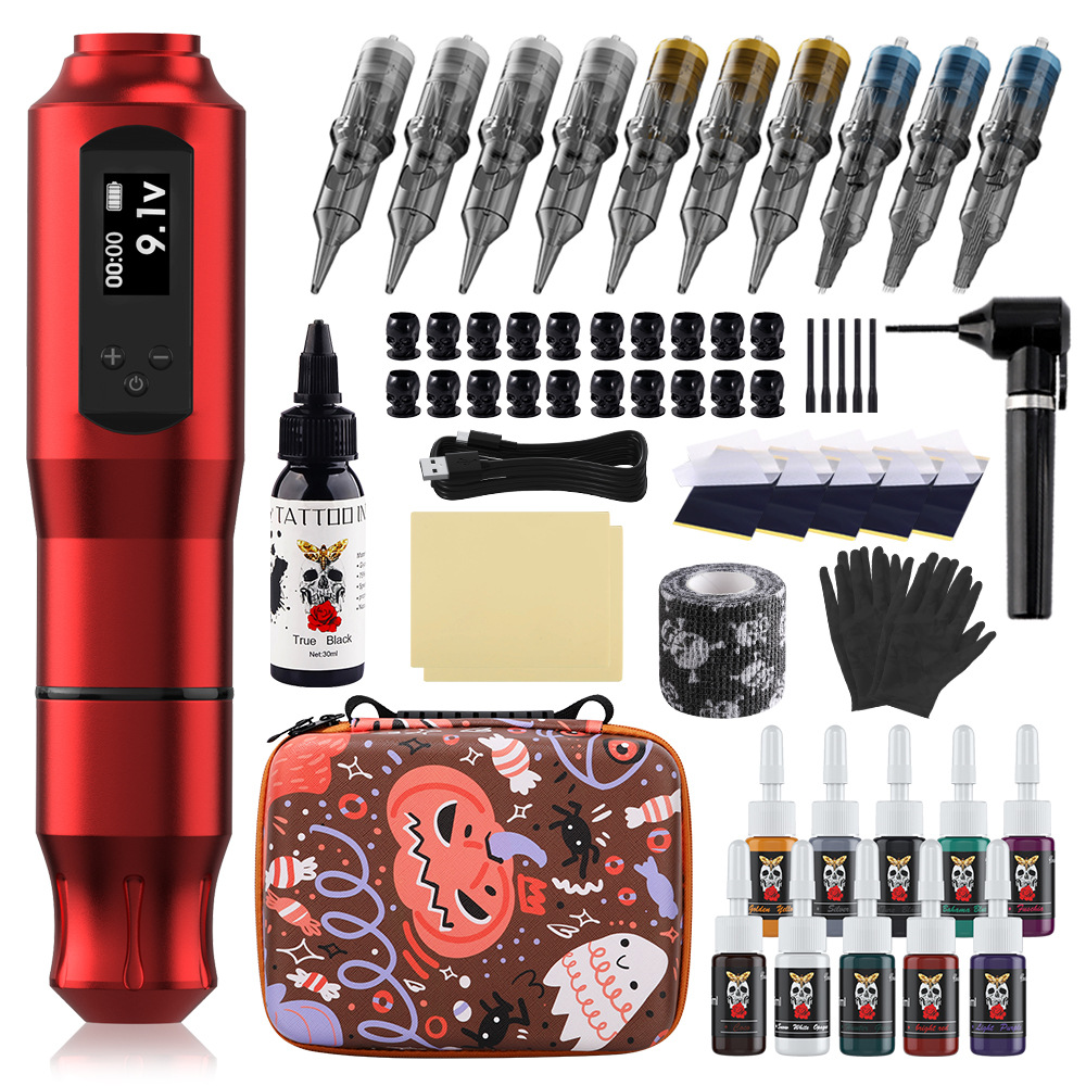 Máquina de tatuaje inalámbrica para principiantes transfronterizos con bolso de mano portátil con pluma de batería King Kong