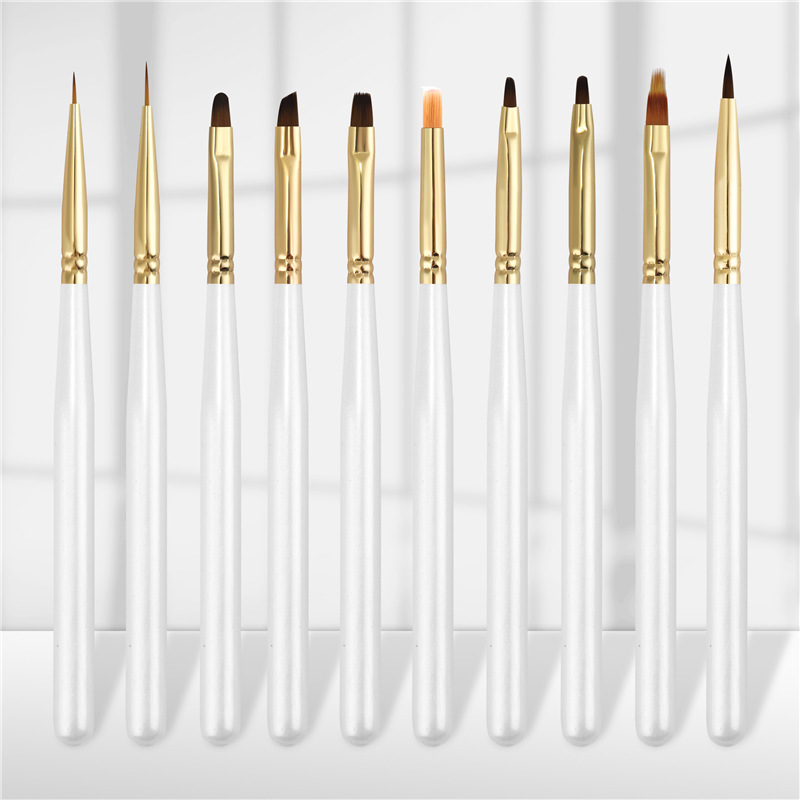 Nuevo estilo japonés de uñas de arte universal pluma pétalo pluma Plaid pluma varilla de madera uñas arte pintura pluma dibujo pluma uñas arte pluma conjunto completo