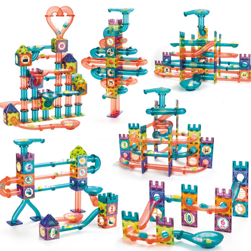 Cross-border magnetic lighting ball track building block DIY three-dimensional magnetic piece children's splicing building block toys