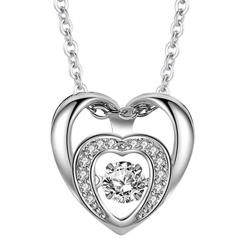 S925 plata esterlina nuevo collar en forma de corazón inteligente hembra saltando corazón estilo japonés y coreano Cadena de clavícula joyería simple para novia