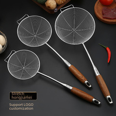 304不鏽鋼漏勺網篩油炸火鍋家用網勺撈麵餃子 廚房大號商用笊籬大