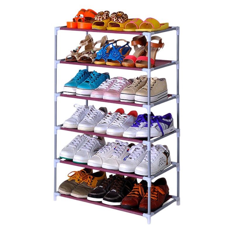 Zapatero simple montaje de tubo de acero multicapa gabinete de zapatos a prueba de polvo Almacenamiento de dormitorio de estudiantes gabinete de zapatos económico