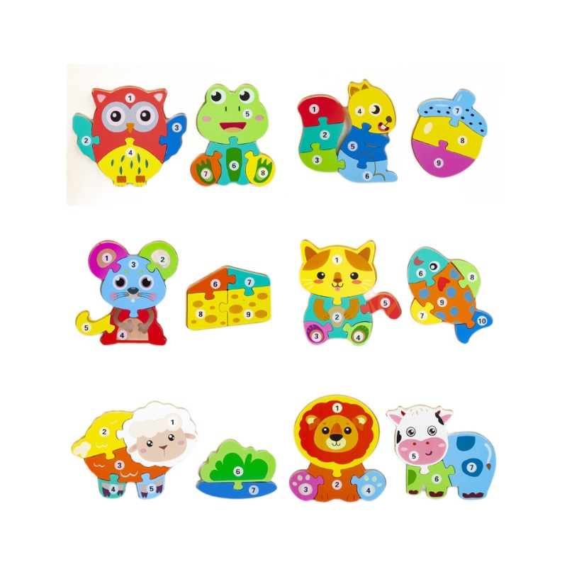 Pensamiento lógico para niños, cadena alimentaria, rompecabezas 3D, tablero de emparejamiento de bloques tridimensional, educación temprana, juguetes de madera educativos