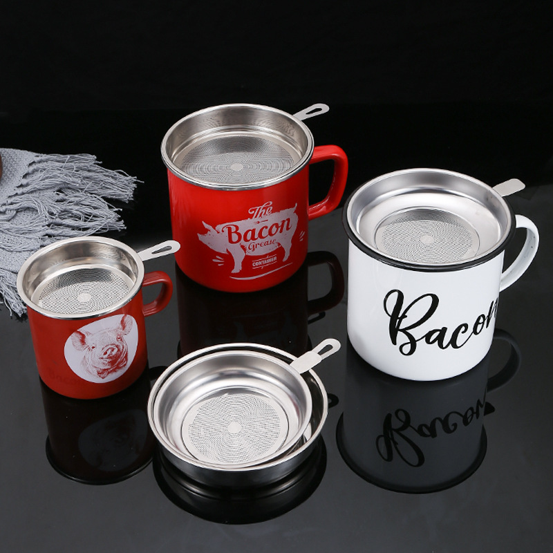 哇噢304不锈钢滤网家用厨房专用网筛过滤油渣残渣搪瓷玻璃油壶