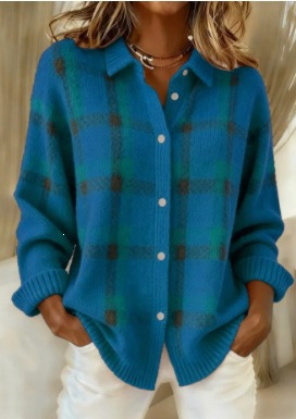 Europa y Estados Unidos transfronterizos Amazon estación independiente de mujer caudal relajado caño invierno cuadrado camisa de cuello largo suéter cardigan