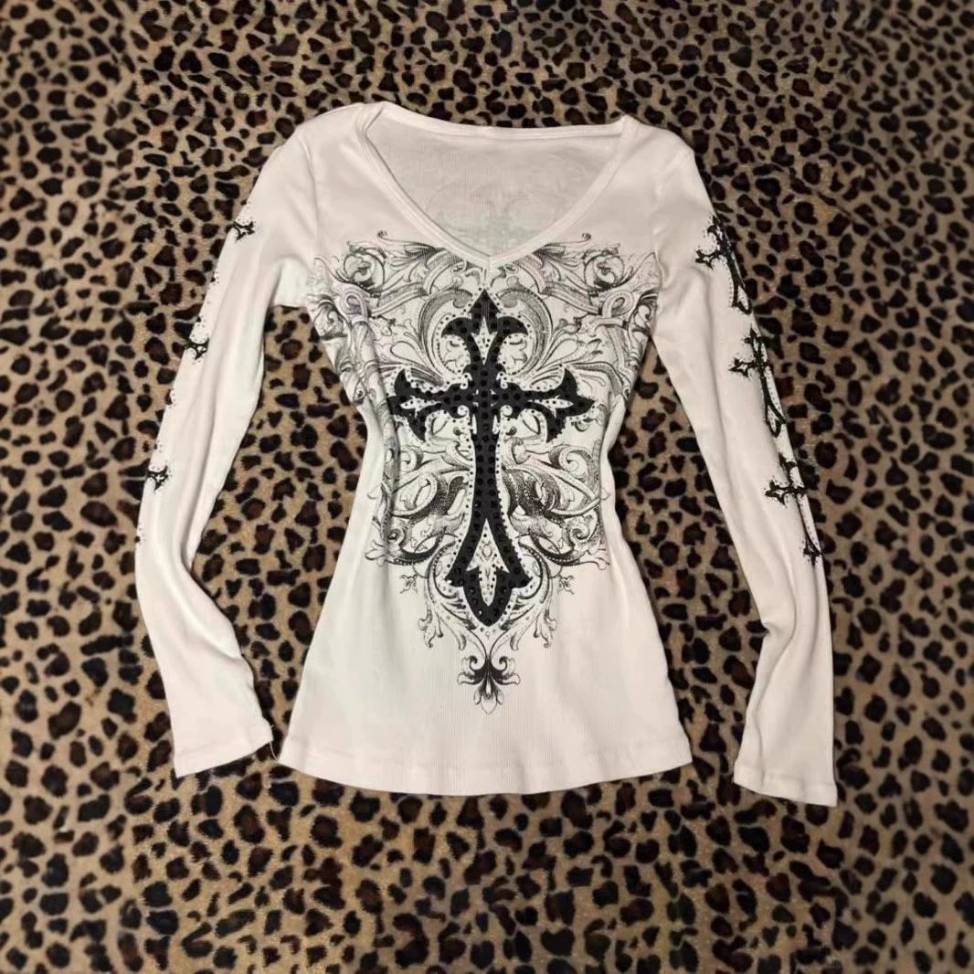 Y2k Spice Girl Крест с принтом Американский женский осенний и зимний