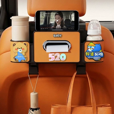 in-car hook organizer, car seat | Car cup holder/beverage holder - 520baby-4-in-1-seat-storage-box-4th-generation-orange