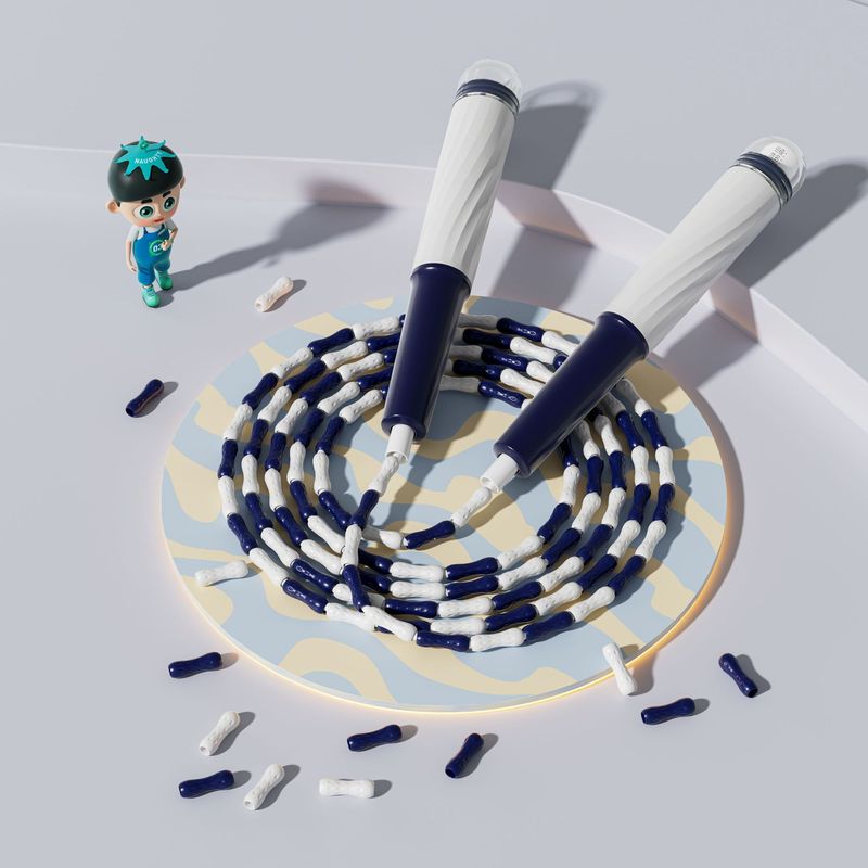 竹の縄跳びの中で子供の縄跳びを試験します。|undefined