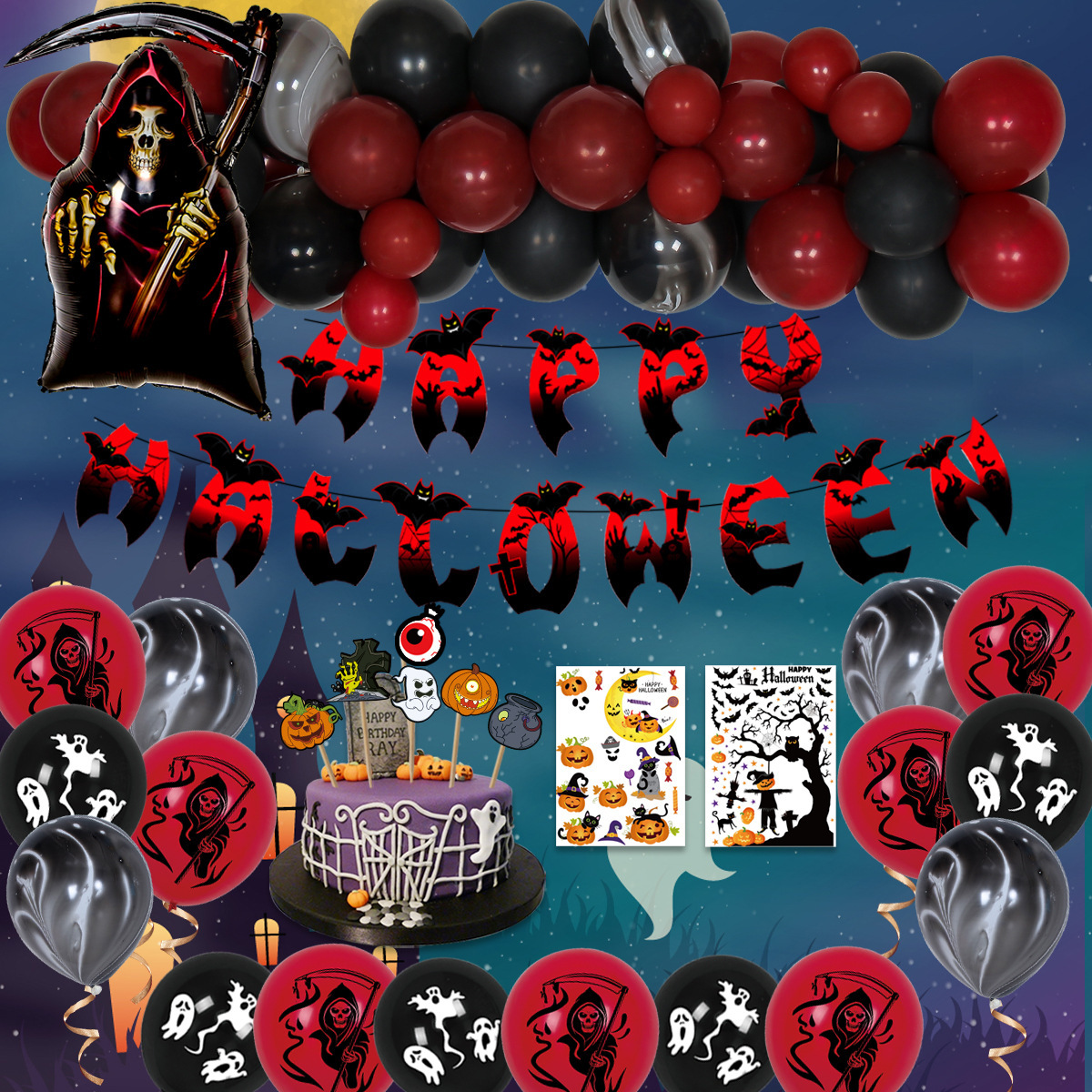 Nueva FIESTA DE Halloween decoración globo combinación cráneo calabaza globo fantasma fiesta Halloween globo traje