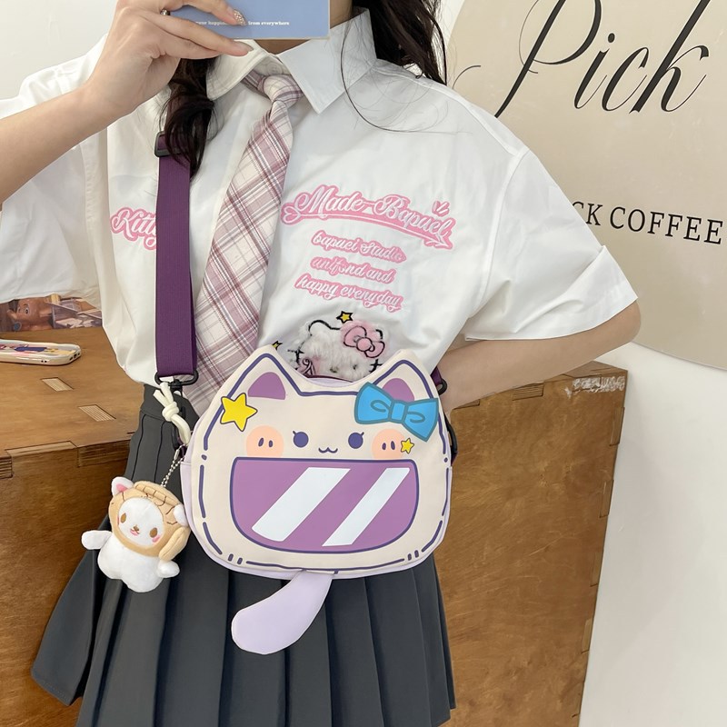 Female Japanese-style Ins cute kitten student single-shoulder bag soft and cute forest-style sweet mobile phone bag cross-body bag