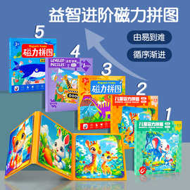 磁力拼图3-6岁三合一磁性进阶儿童diy宝宝幼儿早教益智玩具磁吸