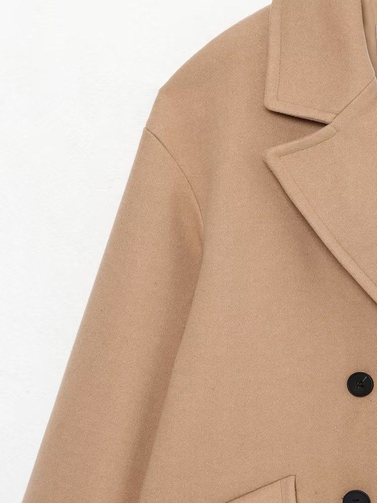Women Autumn Winter Thick Long Coats Vintage V Neck Long Sleeve Pockets Jackets Fashion 2023 Elegant Female Coats_voghion.com