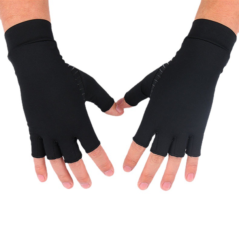 Amazon wholesale outdoor cycling half finger gloves copper fiber fitness silicone non-slip pressure fitness gloves