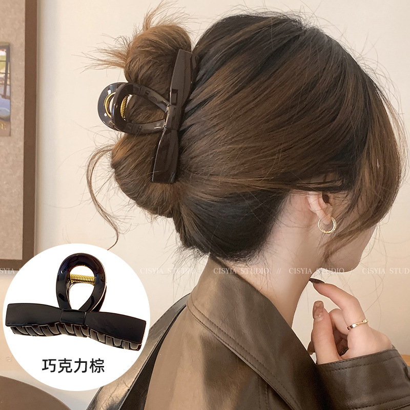 Bow Retro Medium-Sized Clip for Women 2025 New High-End Shark Clip for Small Hair Volume on the Back of the Head Hot Style Hair Accessory