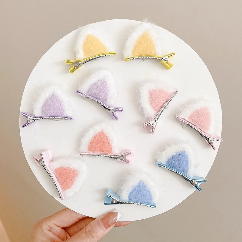 Orejas de gato lindo para niños horquilla de otoño para niñas clip de cierre de horquilla roto clip superior tridimensional tocado de horquilla de tamaño pequeño