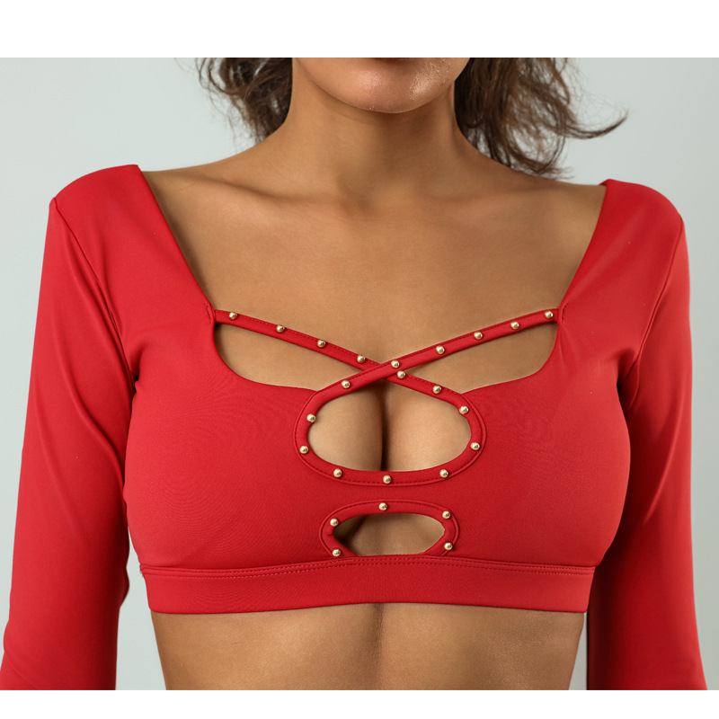 Einfacher Stil Einfarbig Nylon U-Ausschnitt Trainings Anzug Crop-Top display picture 5