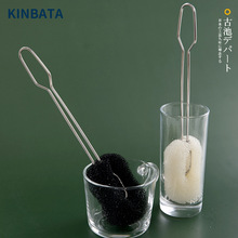 日本KINBATA洗杯刷蜂窝海绵刷奶瓶杯刷长柄无死角清洁茶渍杯刷