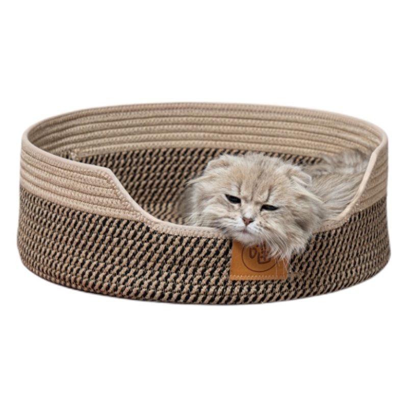 Nido para gatos tejido Nido de tabla de agarre para gatos Nido de alfombra tejida a mano Cama para gatos de verano Almohadilla para mascotas Cajada para perros de ratán Resistente al agarre y al desgaste