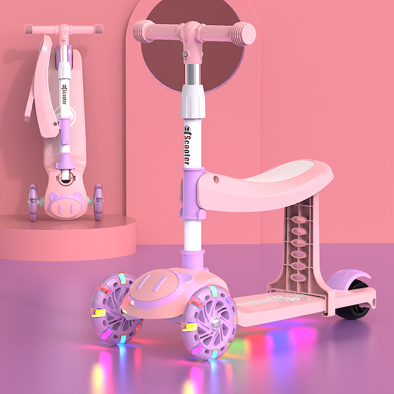 Spot de comercio exterior scooter al por mayor para niños tres en uno sentado y resbaladizo para hombres y mujeres, música para bebés, patinaje ligero