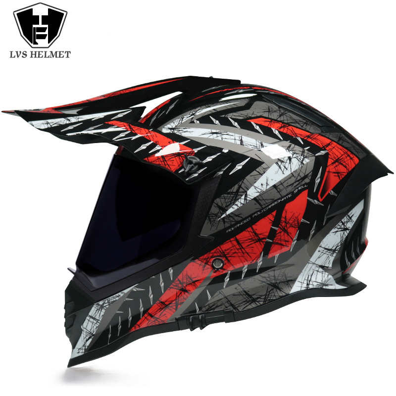 Nuevo off-road tire casco de doble lente carretera tire casco completo motocicleta Larga Distancia unisex Four Seasons universal LVS