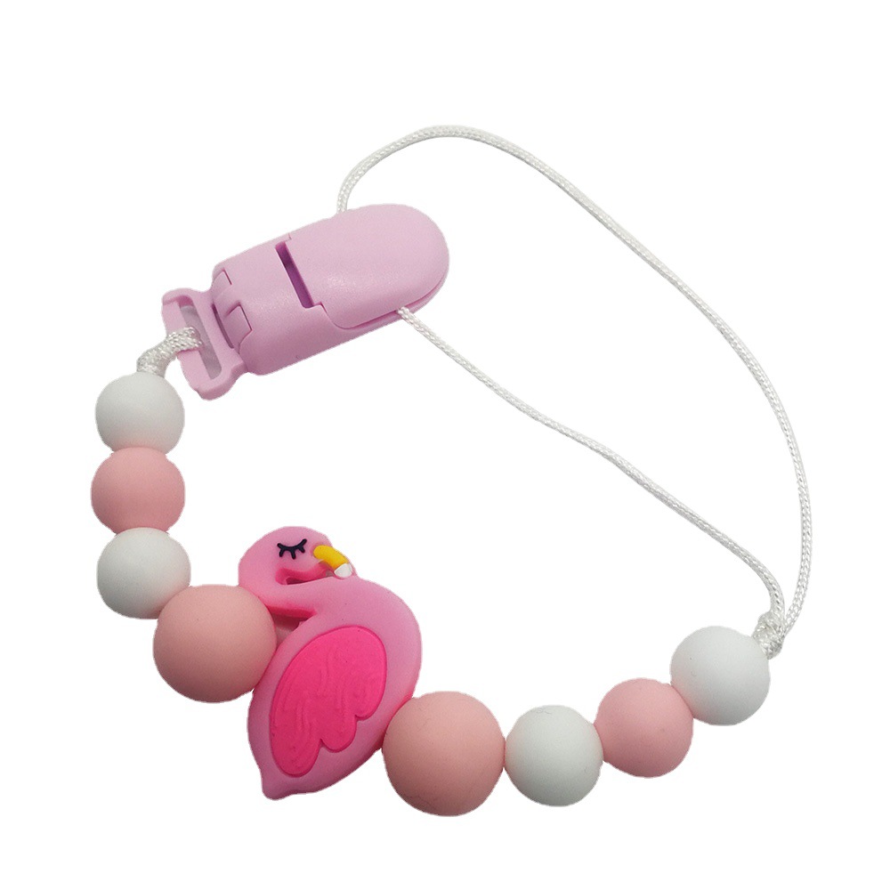 Silicone pacifier anti-drop chain baby supplies teether anti-drop chain Amazon Flamingo pacifier clip