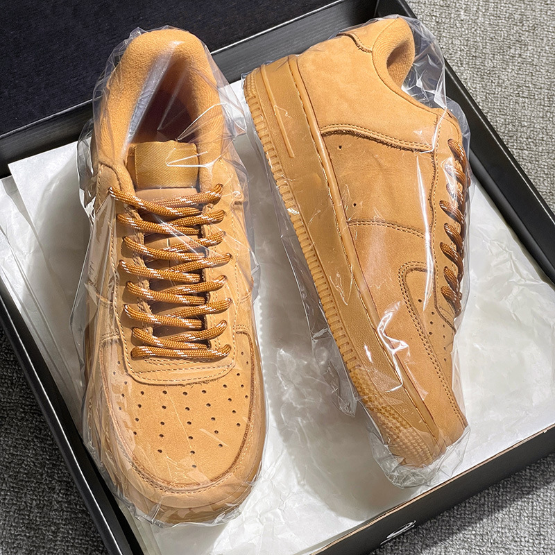 Putian Shoes Are Durable ­ Af1 Air Force One Wheat Color Men's and Women's Shoes Year of the Snake Limited Couple Sneakers White Shoes