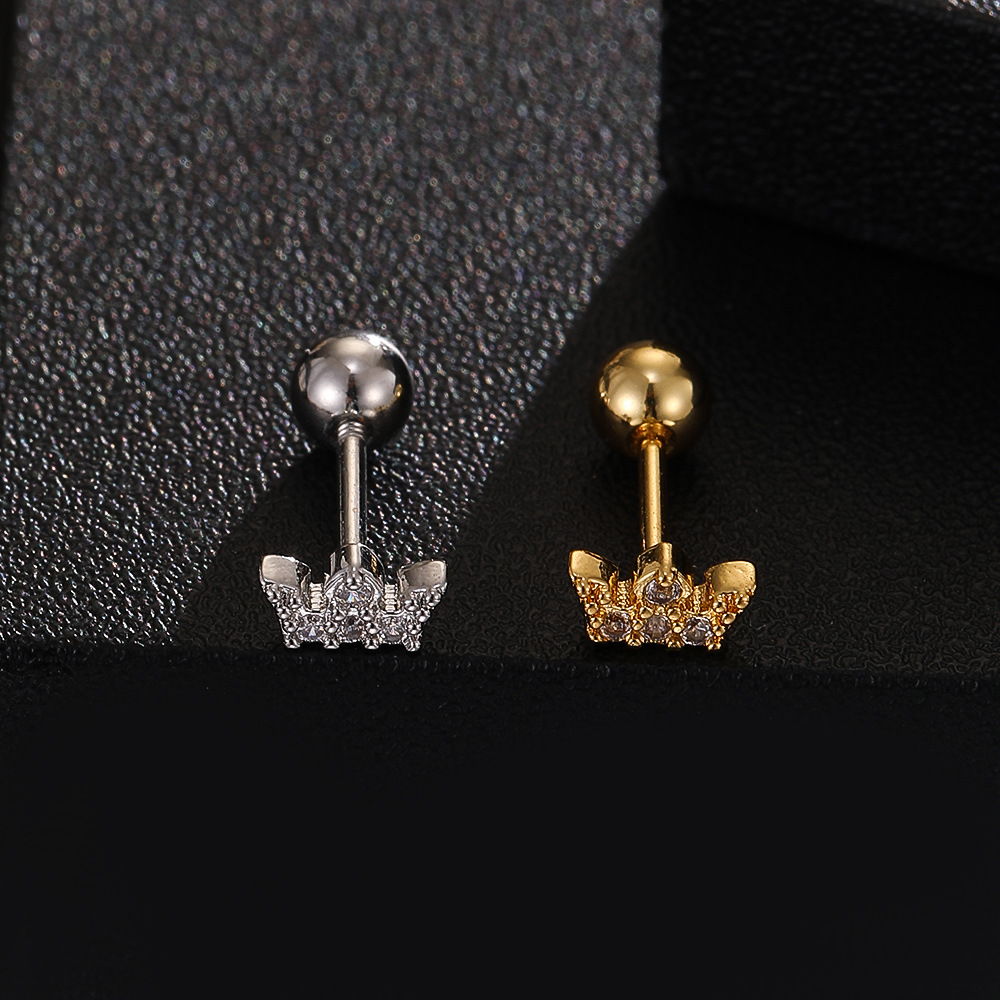 18K Gold Plated Antler Flower Cartilage Ear Stud Titanium Steel Screw Bone Earring Niche Jewelry detail image 7