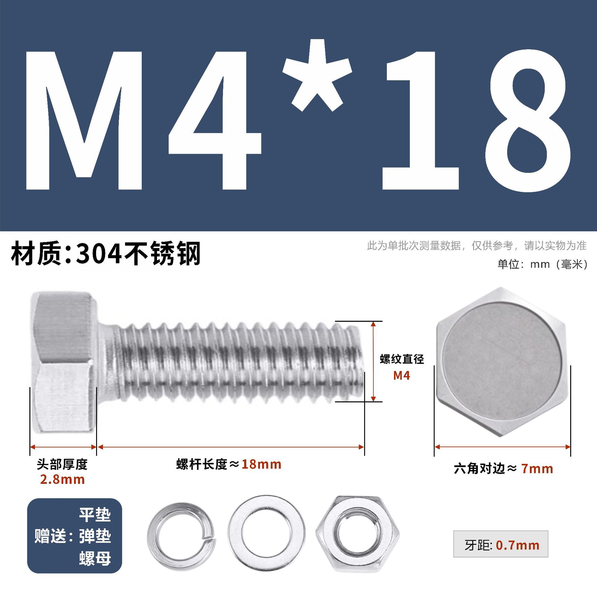 304 acero inoxidable tuerca perno hexagonal conjunto de accesorios de almohadilla de resorte M3M4M5M6M12 image 28