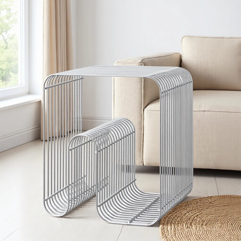 Foreign Trade Storage Bookshelf Nordic Iron Small Coffee Table Simple Modern Creative Sofa Side Table Living Room Balcony Newspaper Rack